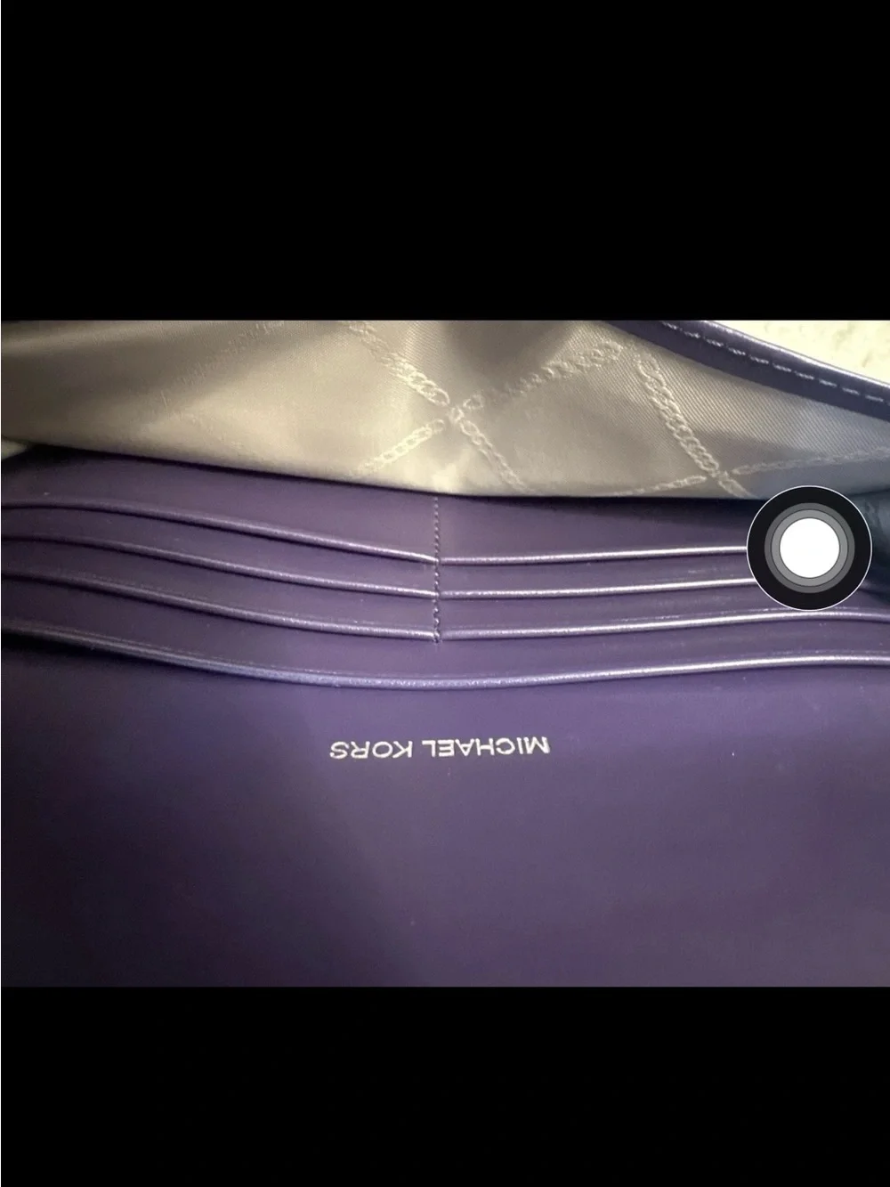 Michael Kors Purple Saffiano Trifold Wallet with Gold Logo - Picture 5 of 6